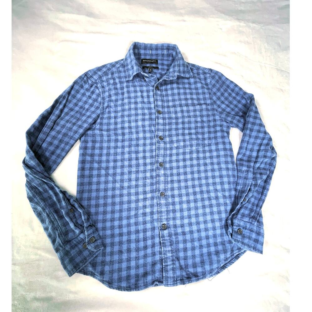 Banana Republic Slim Fit Blue Plaid Flannel Shirt S